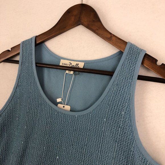 Simply Noelle NWT Women's Size Small/Medium Blue Mesh Overlay Layered Tunic Top - Picture 2 of 10